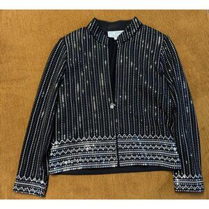 BEAUTIFUL St John evening knit jacket rhinestones embellished suit blazer 6